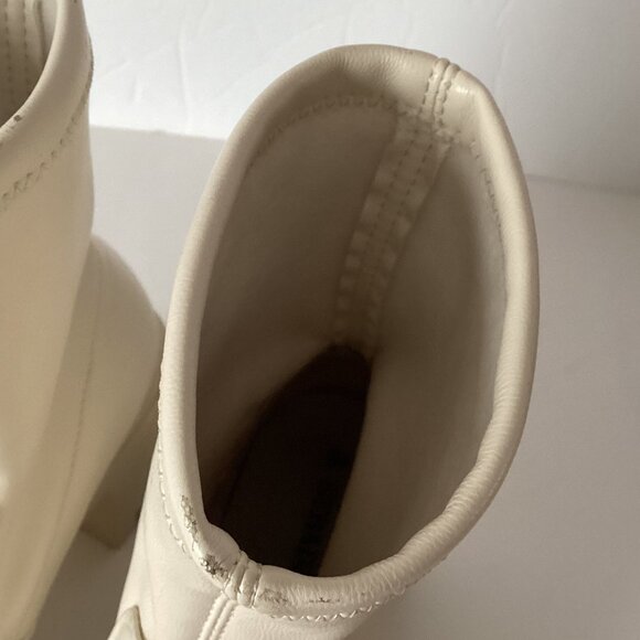 Stradivarius Women's Chunky Platform Ankle Boots Cream Ivory Booties Size 37 Y2K - Picture 11 of 12